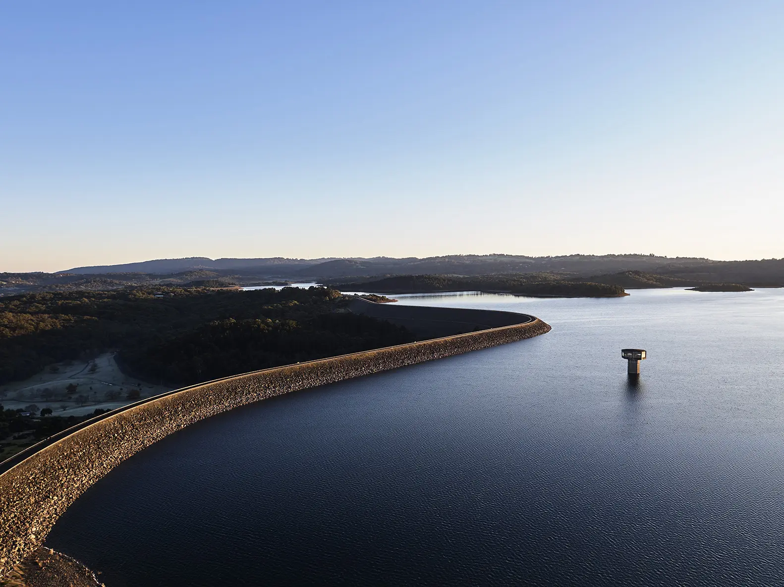 Drone photo of Sugarloaf Dam Wall