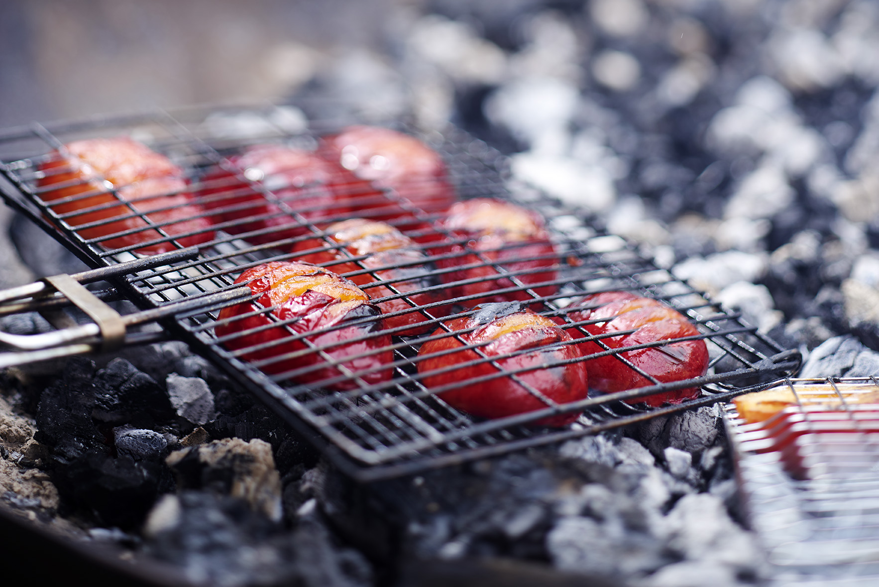 Peached cooked over open fire